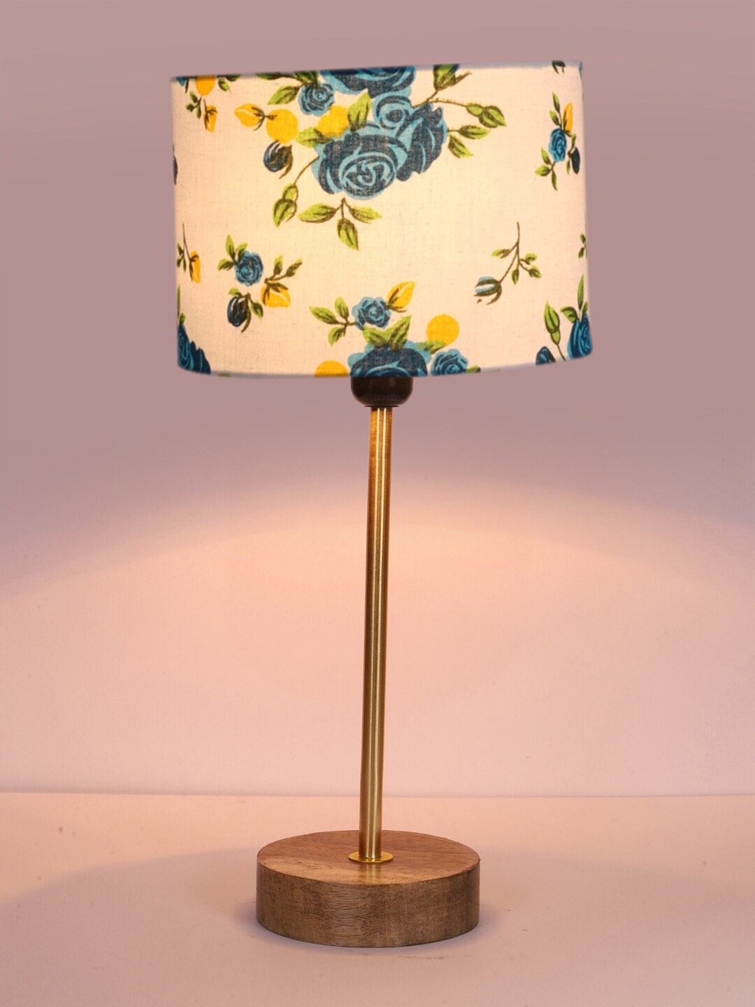 

Devansh White Printed Wood & Cotton Cylinder Contemporary Table Lamp