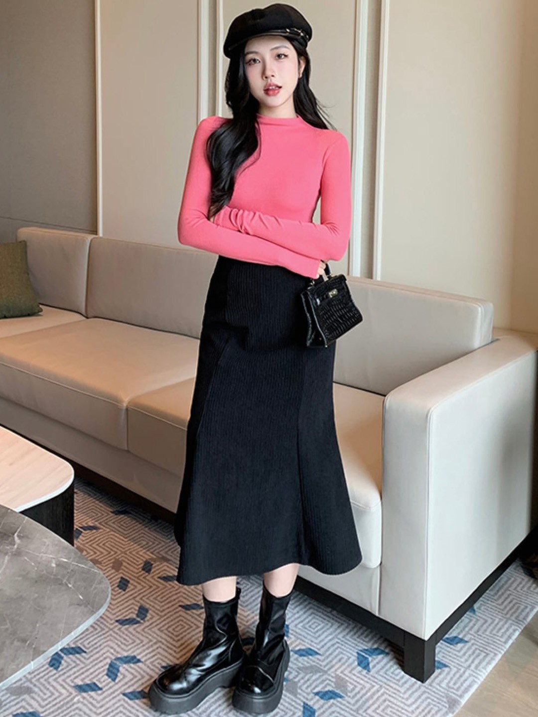 

Stylecast X KPOP Black A-Line Maxi Skirts