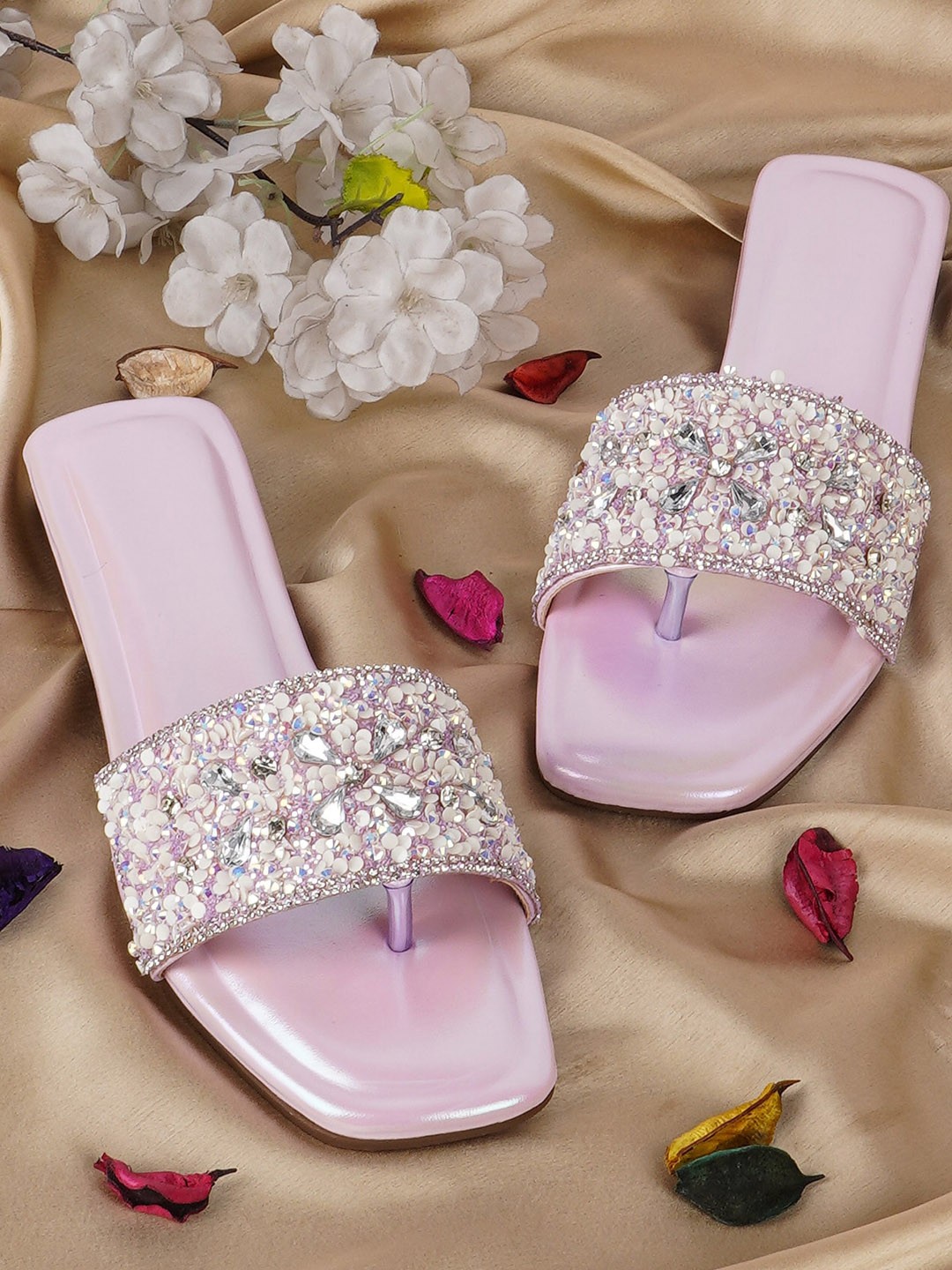 

BAESD Embellished Open Toe Flats, Purple