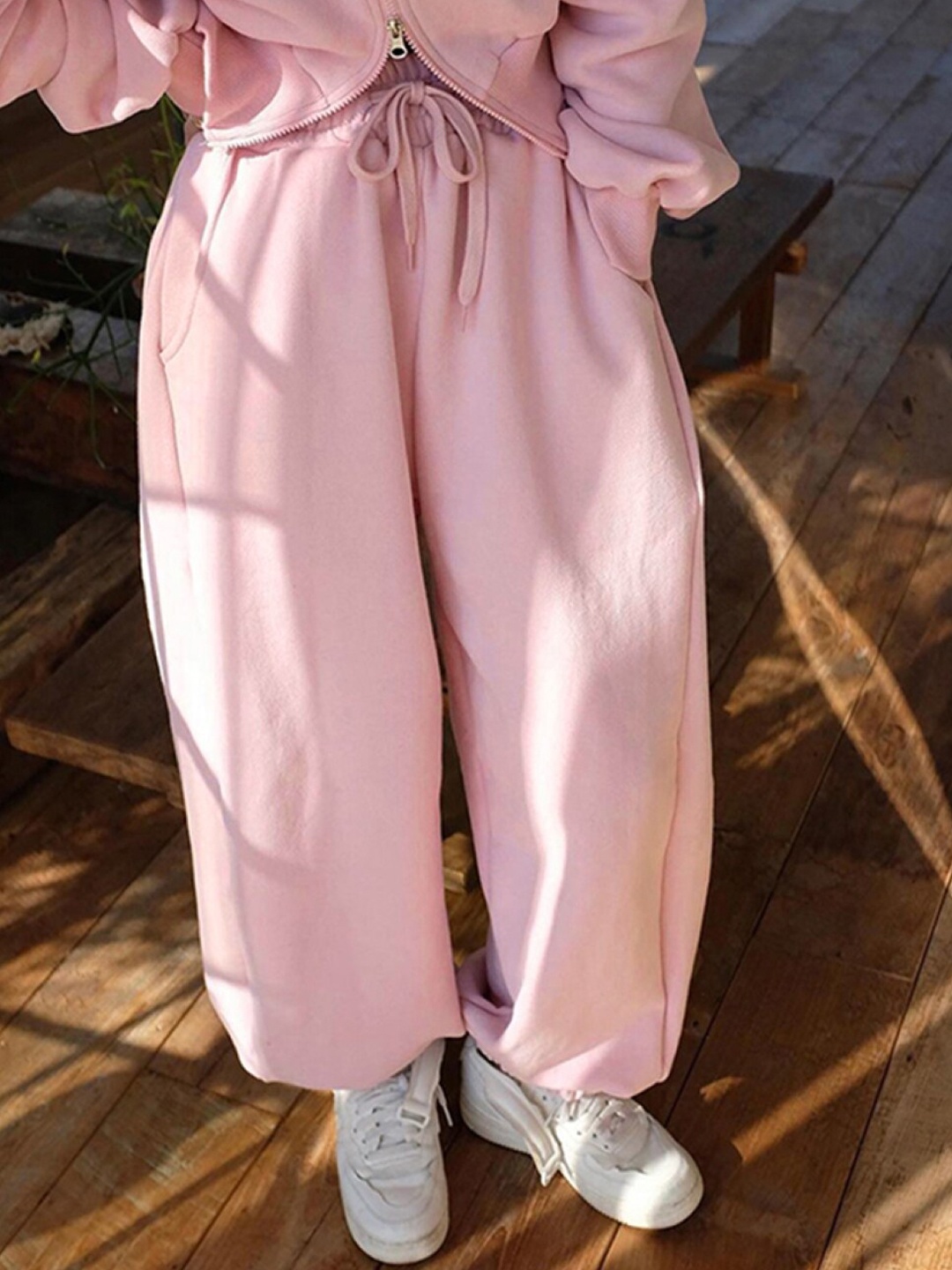

Stylecast X KPOP Pink Stand Collar Front-Open Sweatshirts