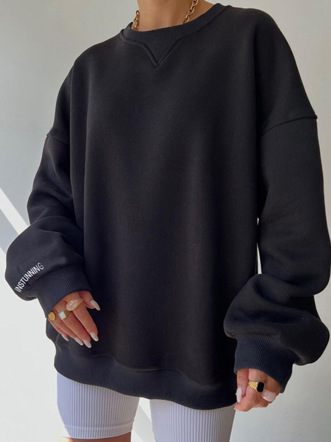 

Stylecast X KPOP Round Neck Sweatshirt, Black