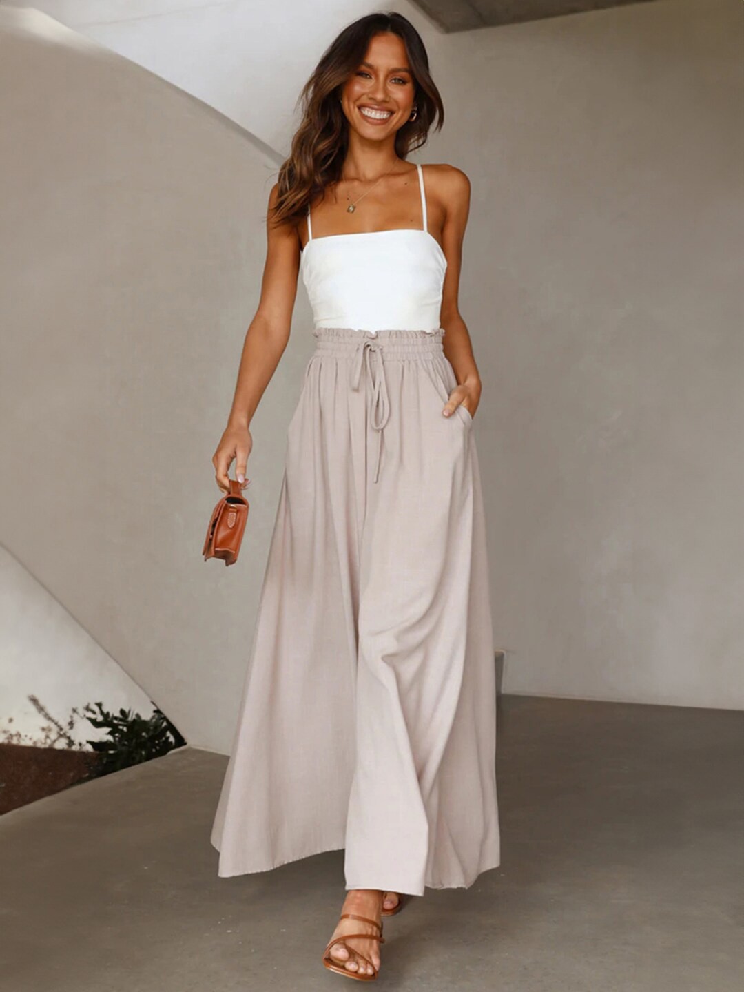 

Stylecast X KPOP Women Wide Leg Palazzo, Cream