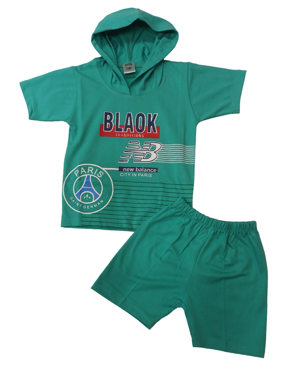 

Pankhu Kids Printed Cotton T-shirt with Shorts, Green