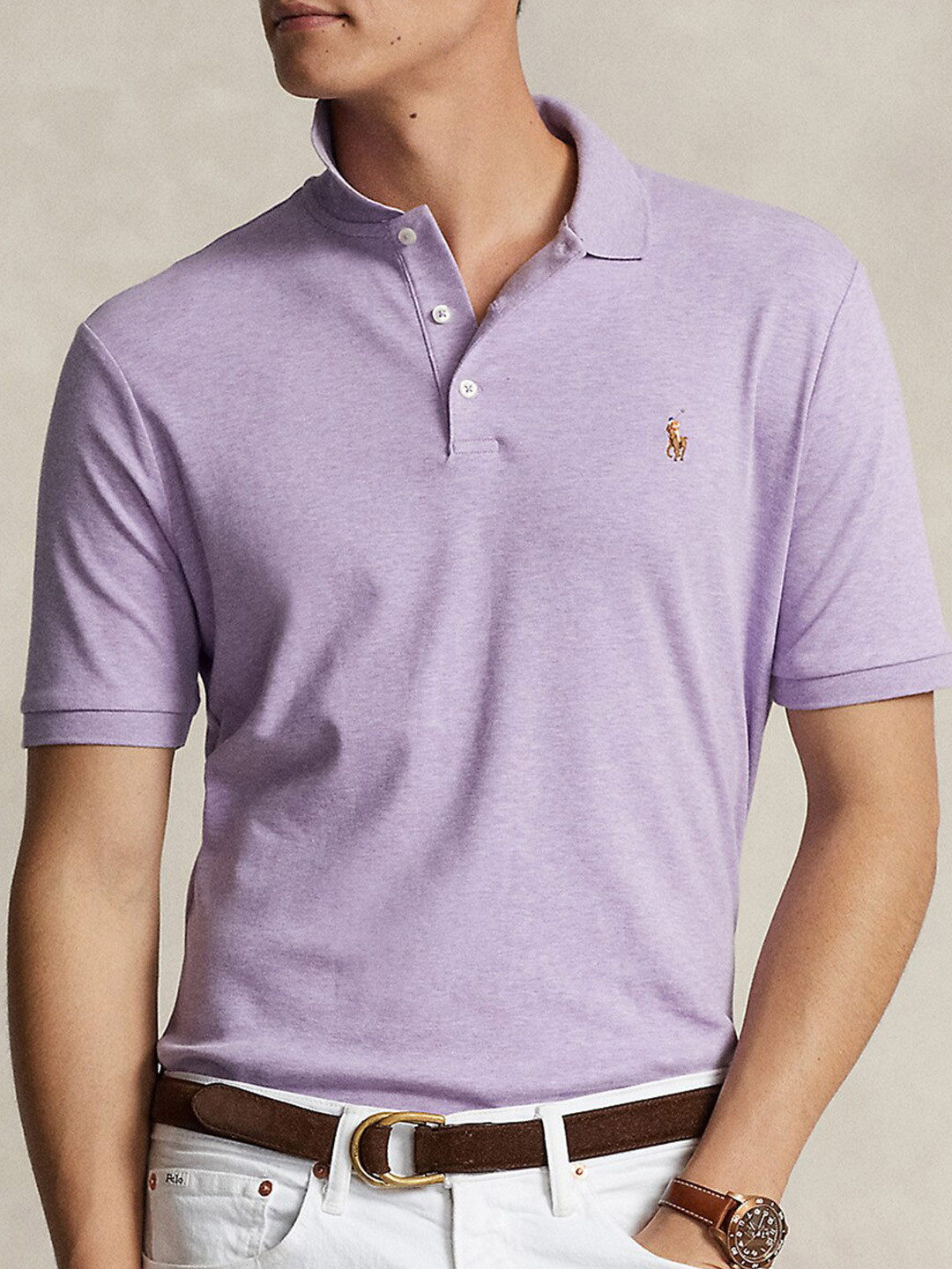 

Polo Ralph Lauren Graphic Printed Polo Collar Short Sleeves Cotton Tshirts, Purple