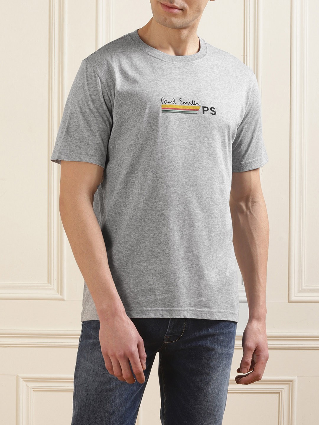 

PS By Paul Smith Men Typography Applique T-shirt, Grey melange