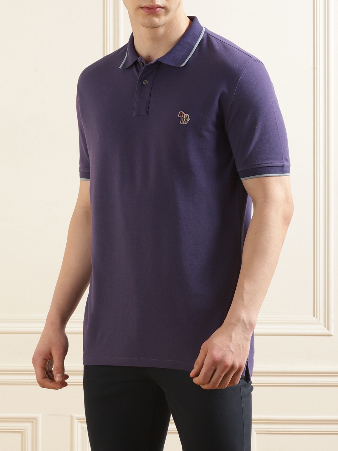 

PS By Paul Smith Men Polo Collar Applique T-shirt, Purple