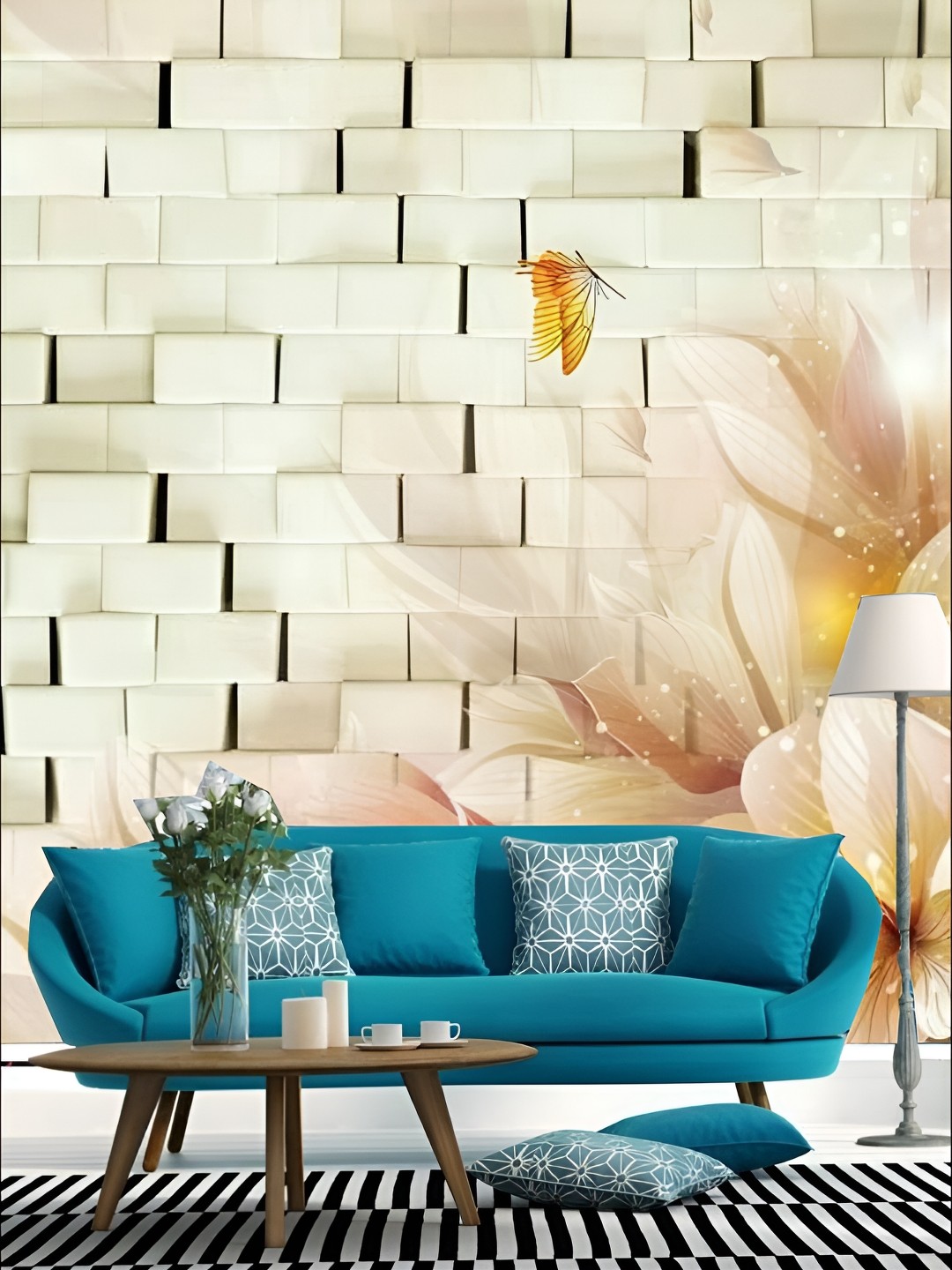 

KSHIRSA Beige & Black Floral Printed Self Adhesive Removable Wallpaper