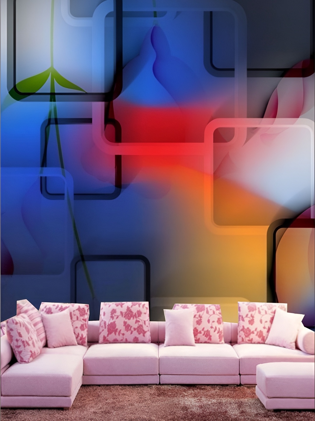 

KSHIRSA Blue & Yellow Geometric Printed Self Adhesive Removable Wallpaper