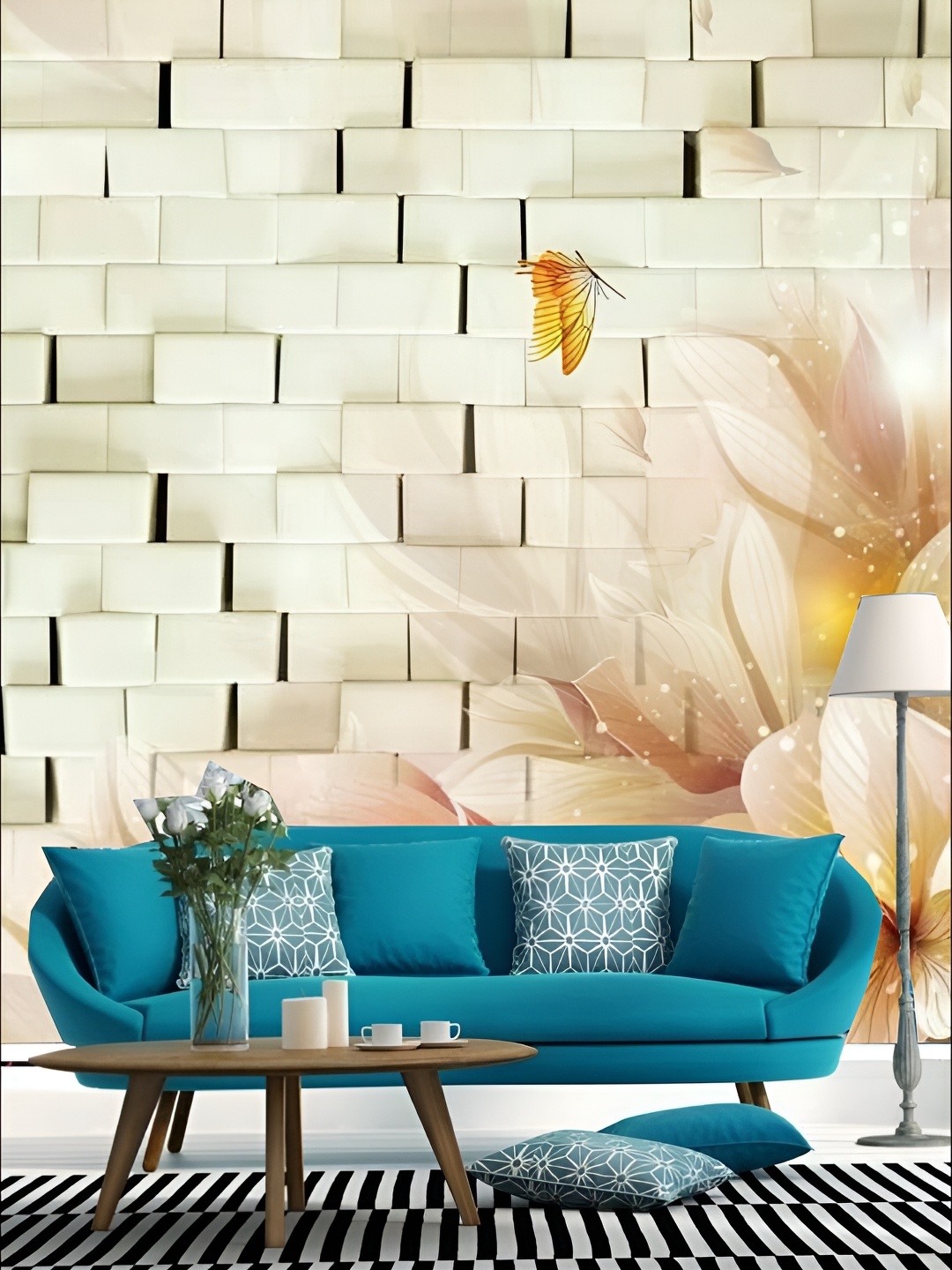

KSHIRSA Beige & Black Abstract Printed Self Adhesive Removable Wallpaper