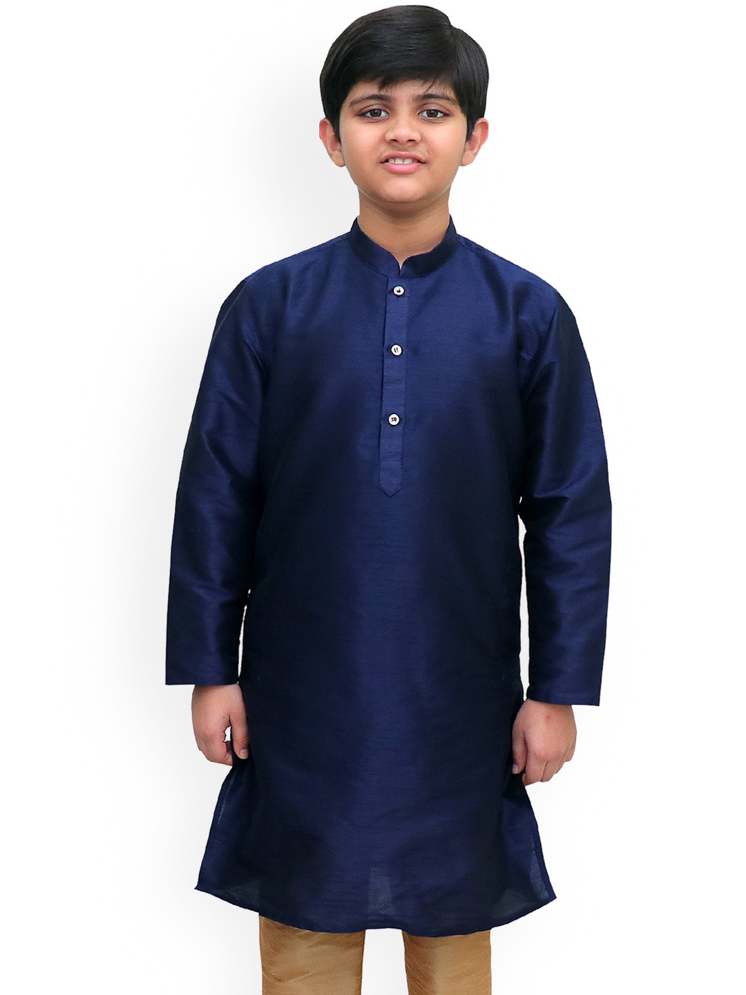 

BAESD Boys Woven Design Mandarin Collar Straight Kurta, Navy blue
