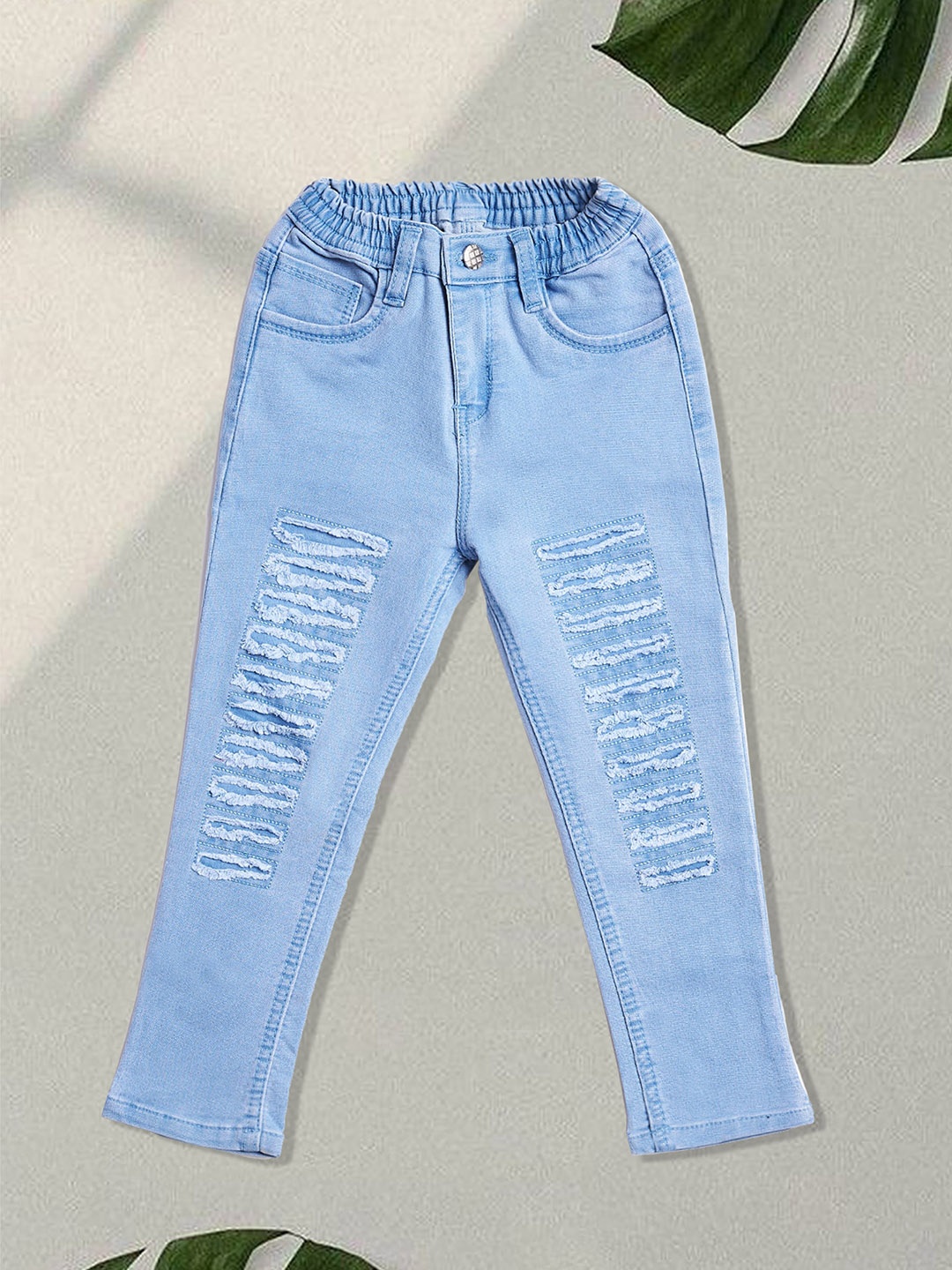 

A-Okay Kids High-Rise Easy Wash Joggers Fit Jeans, Turquoise blue