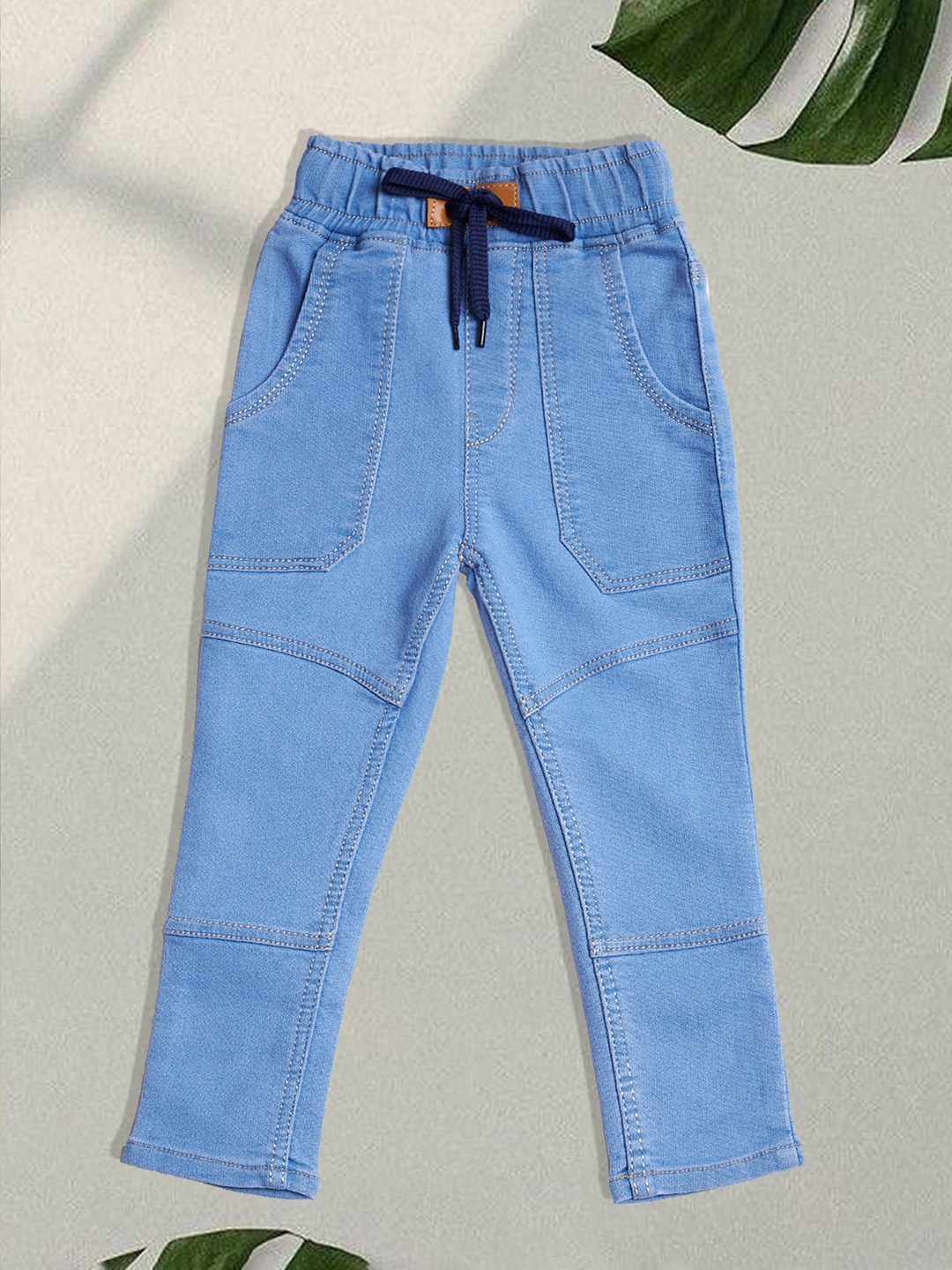 

A-Okay Kids Skinny Fit Clean Look Cotton Denim Jogger, Turquoise blue