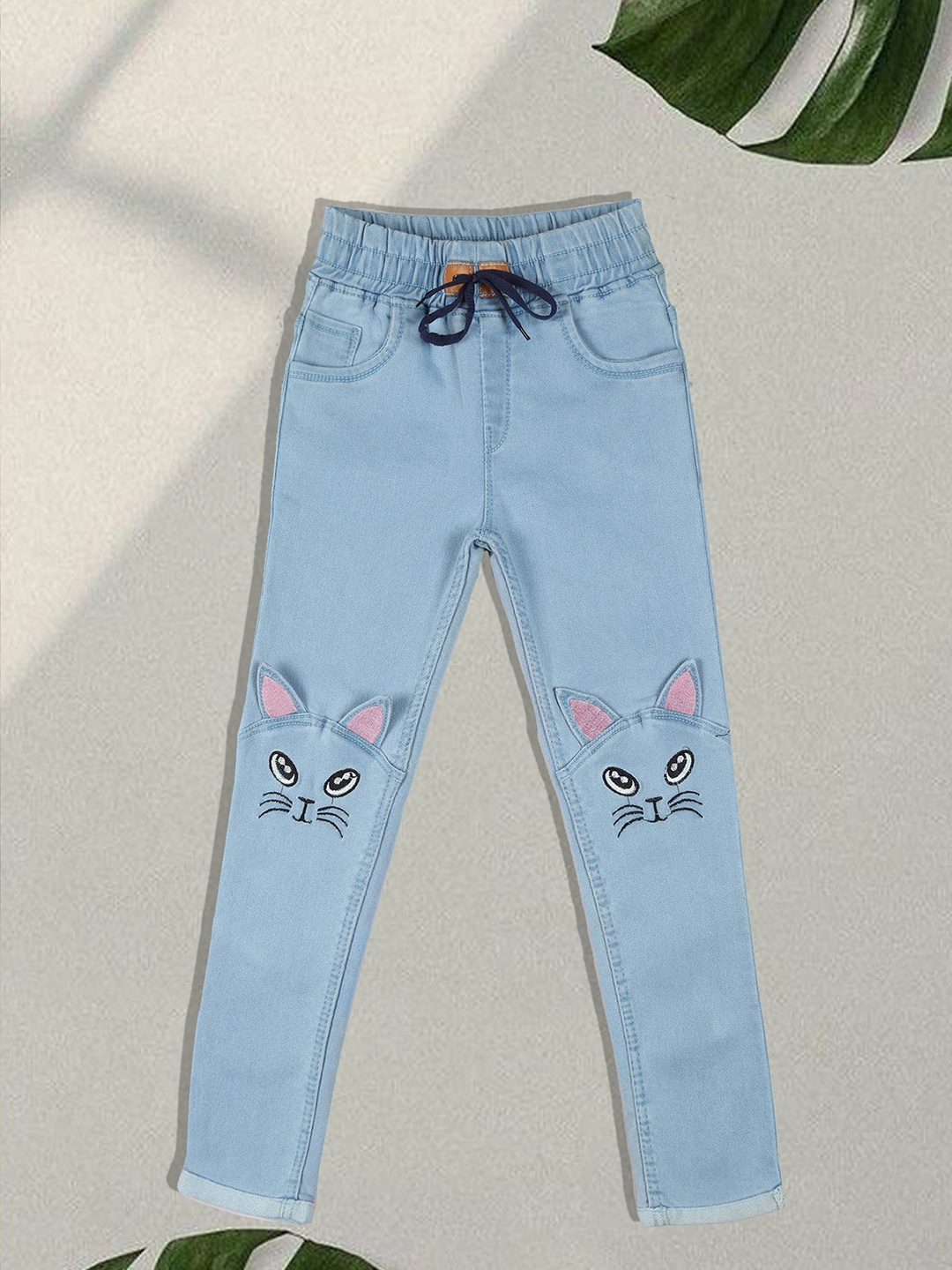 

A-Okay Kids Comfort Skinny Fit High-Rise Embroidered Jeans, Blue