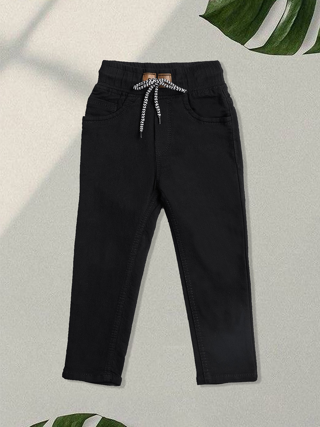 

A-Okay Unisex Kids Skinny Fit High-Rise Easy Wash Jogger Jeans, Black