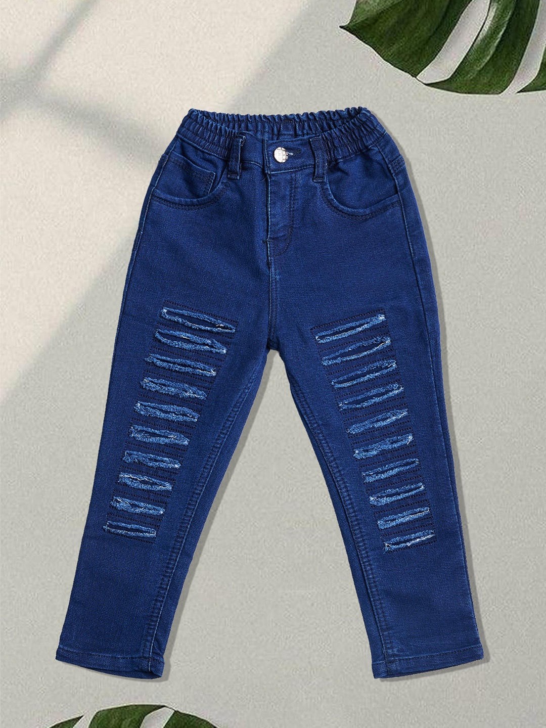 

A-Okay Unisex Kids Skinny Fit High-Rise Easy Wash Jogger Jeans, Navy blue