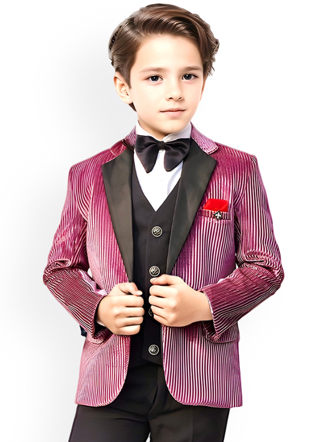 

BAESD Boys Self Design Single-Breasted Five-Piece Party Suit, Peach