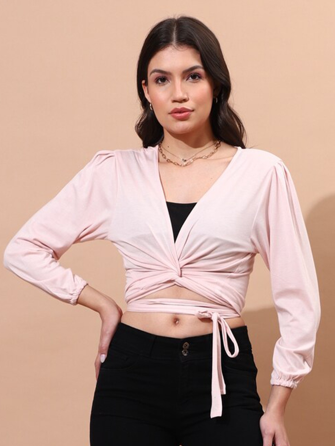 

Chanira La Parezza V-Neck Crop Top, Pink