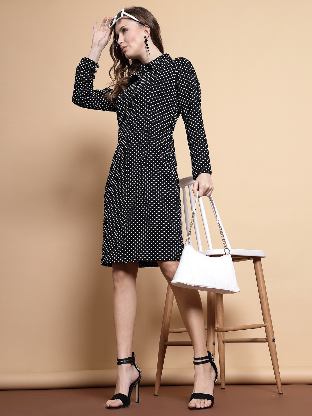 

Chanira La Parezza Polka Dot Printed A-Line Dress, Black