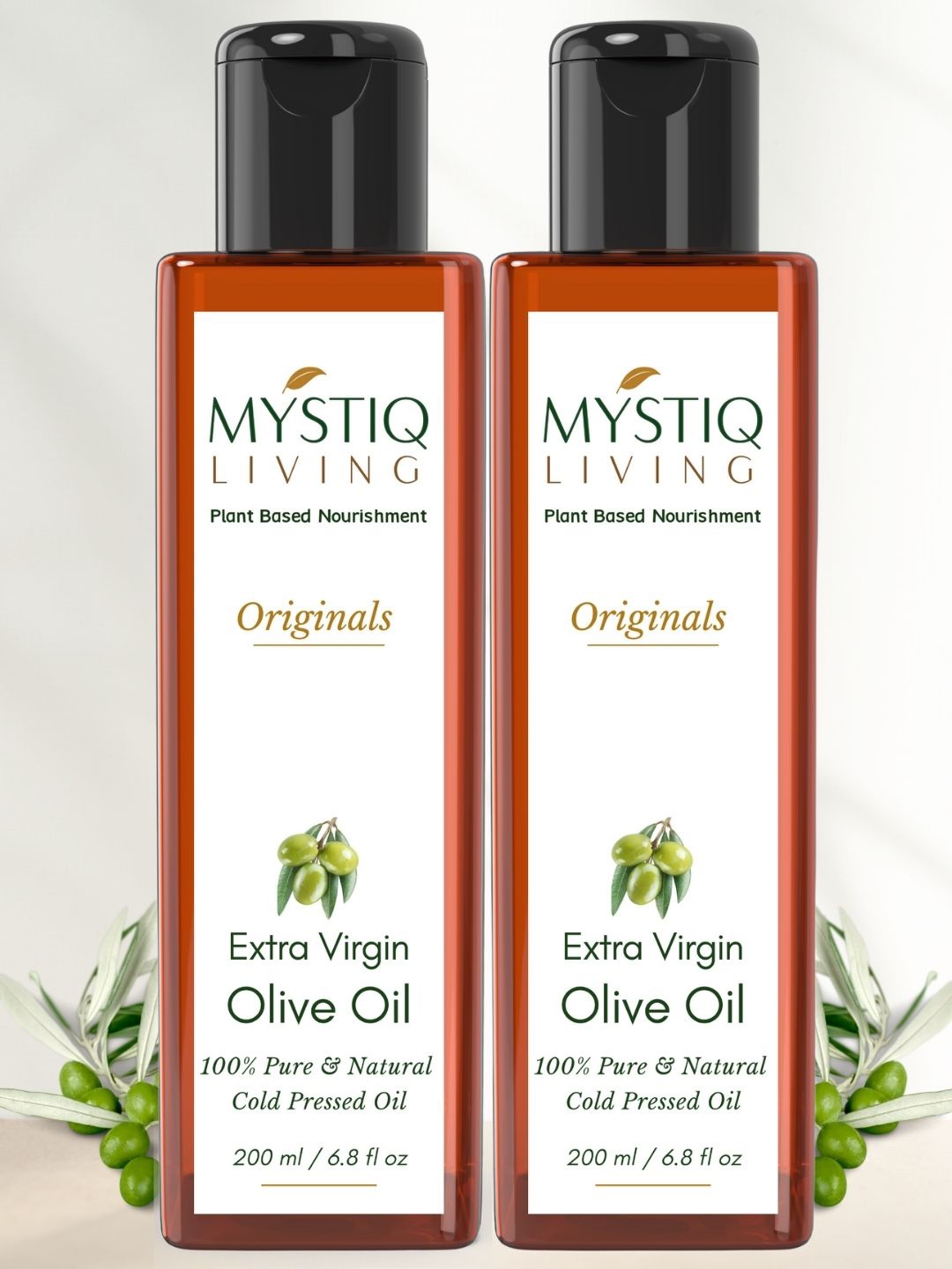 

MYSTIQ LIVING Pure Cold Pressed Extra Virgin Olive Oil for Healthy Hair & Skin -200ml Each, White