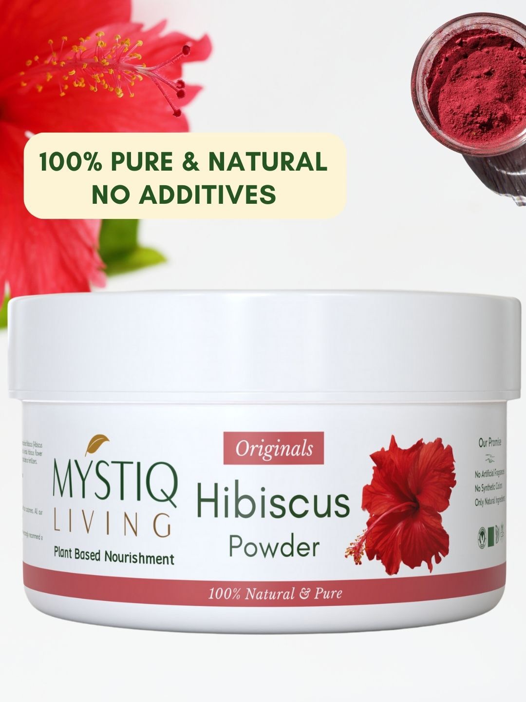 

MYSTIQ LIVING Hibiscus Powder For Hair & Skin - 100g, Red