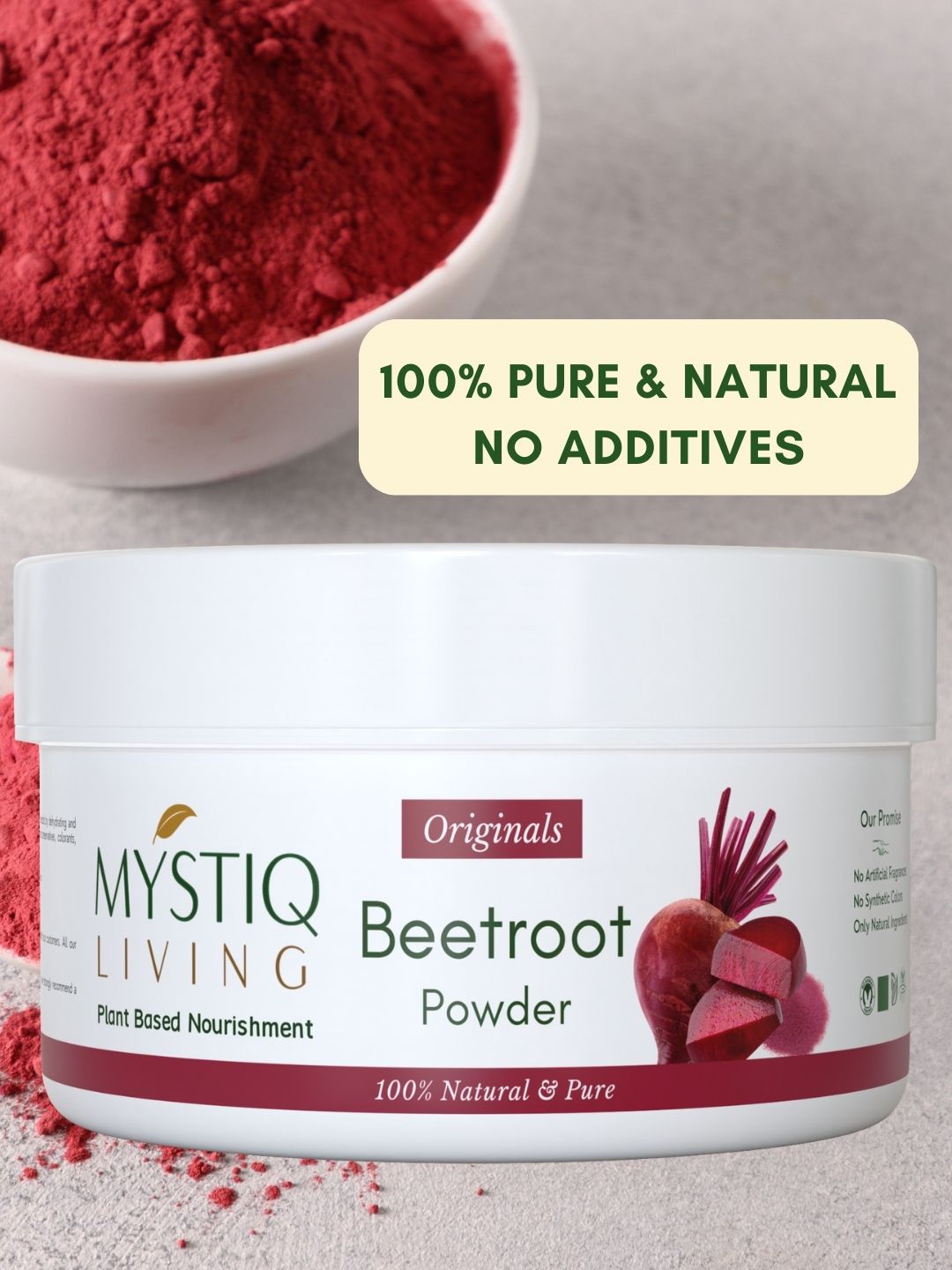 

MYSTIQ LIVING Pure & Natural Beetroot Powder For Hair & Skin - 100g, Red
