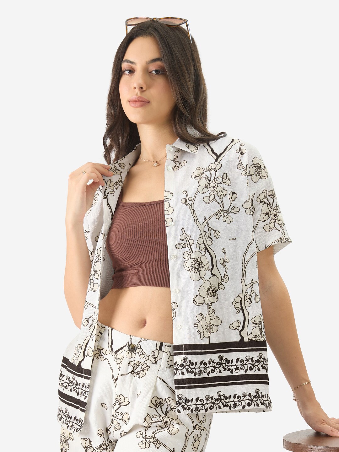 The Souled Store Floral Opaque Printed Casual Shirt, White