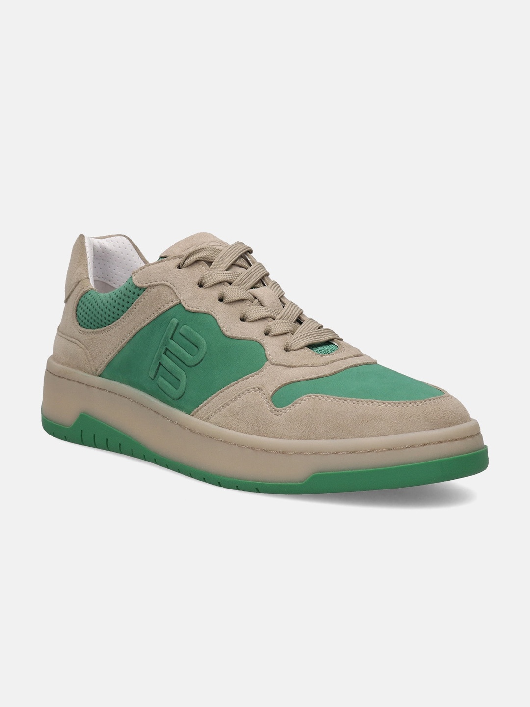 

BAGATT Sting Women Colourblocked Mid Top Suede Sneakers, Beige