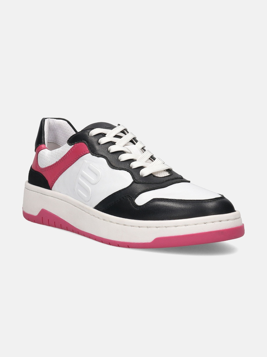 

BAGATT Sting Women Colourblocked Mid Top Leather Sneakers, Black