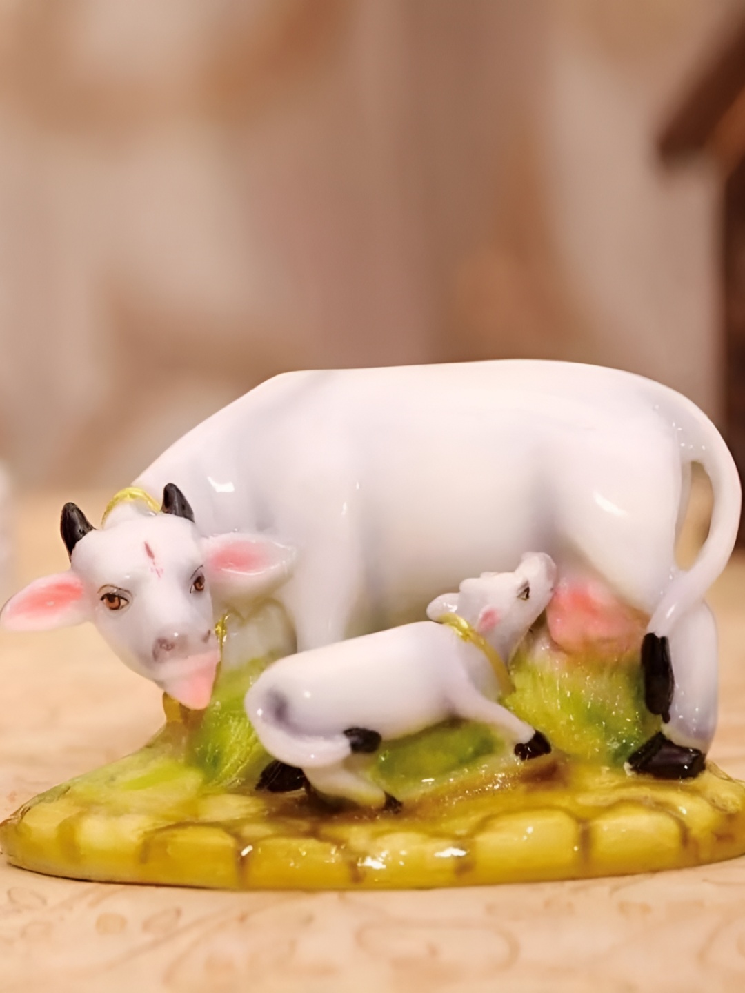 

krishnagallery1 White Religious Cow Showpiece