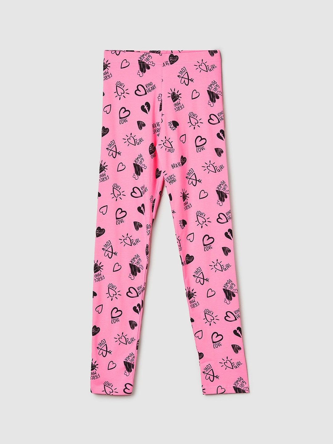 

max Girls Printed Ankle Length Legging, Pink