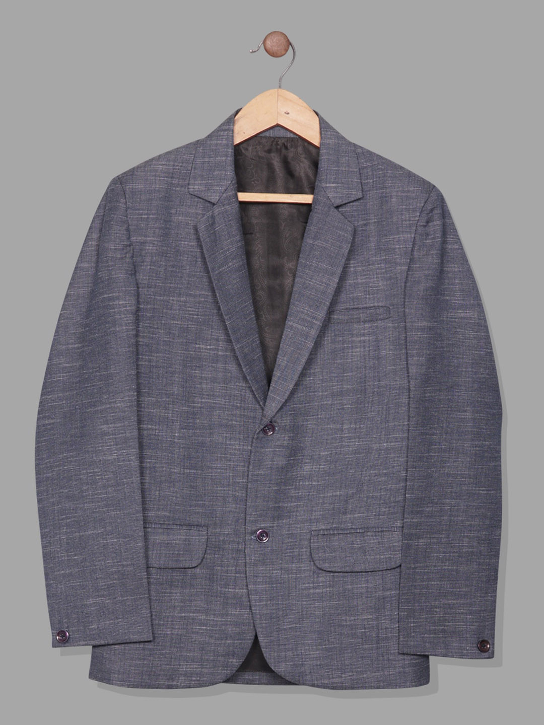 

RIKIDOOS Boys Tailored-Fit Notched Lapel Cotton Single Breasted Blazer, Blue