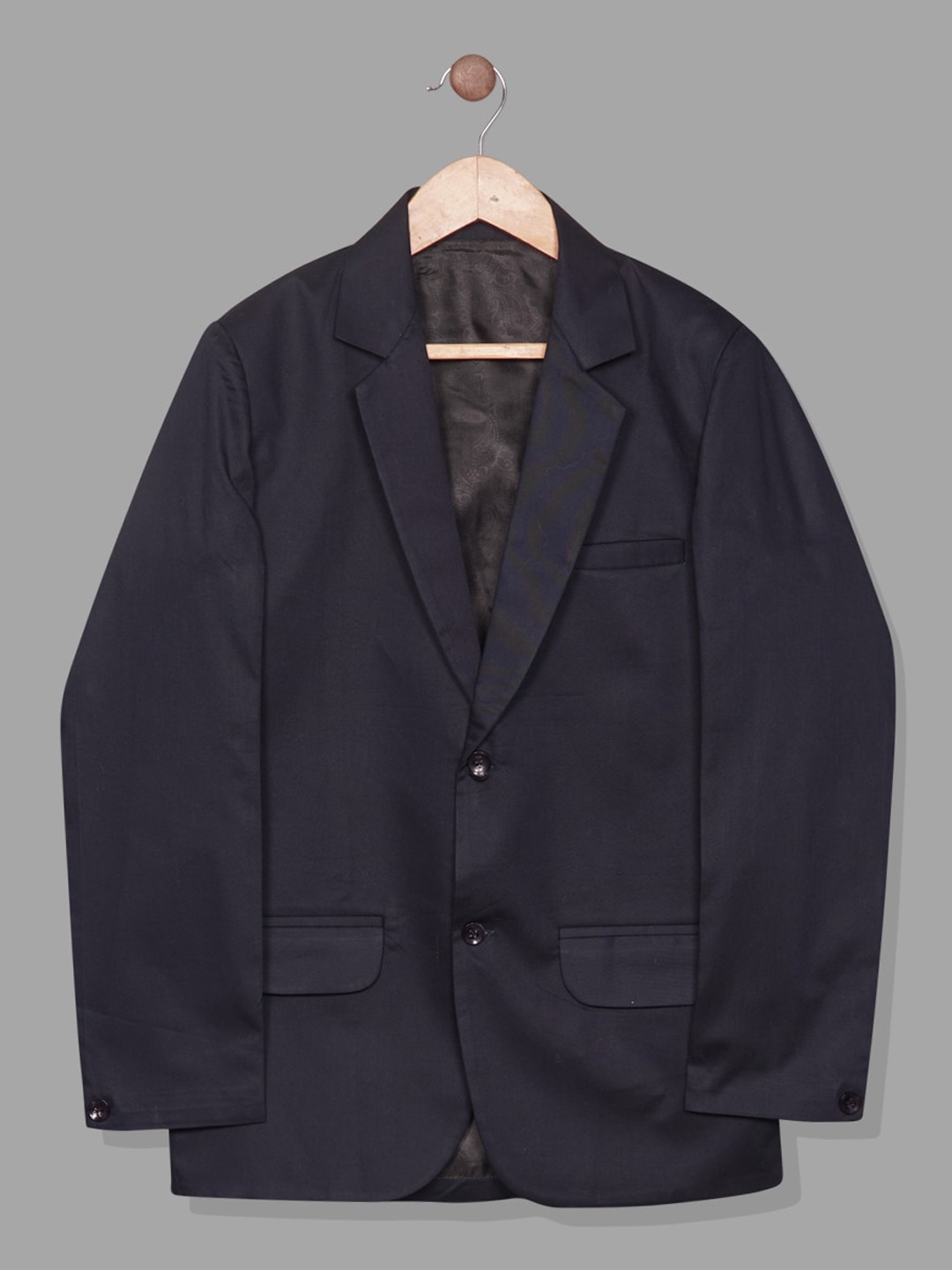

RIKIDOOS Boys Tailored-Fit Notched Lapel Collar Lightweight Single Breasted Cotton Blazer, Navy blue