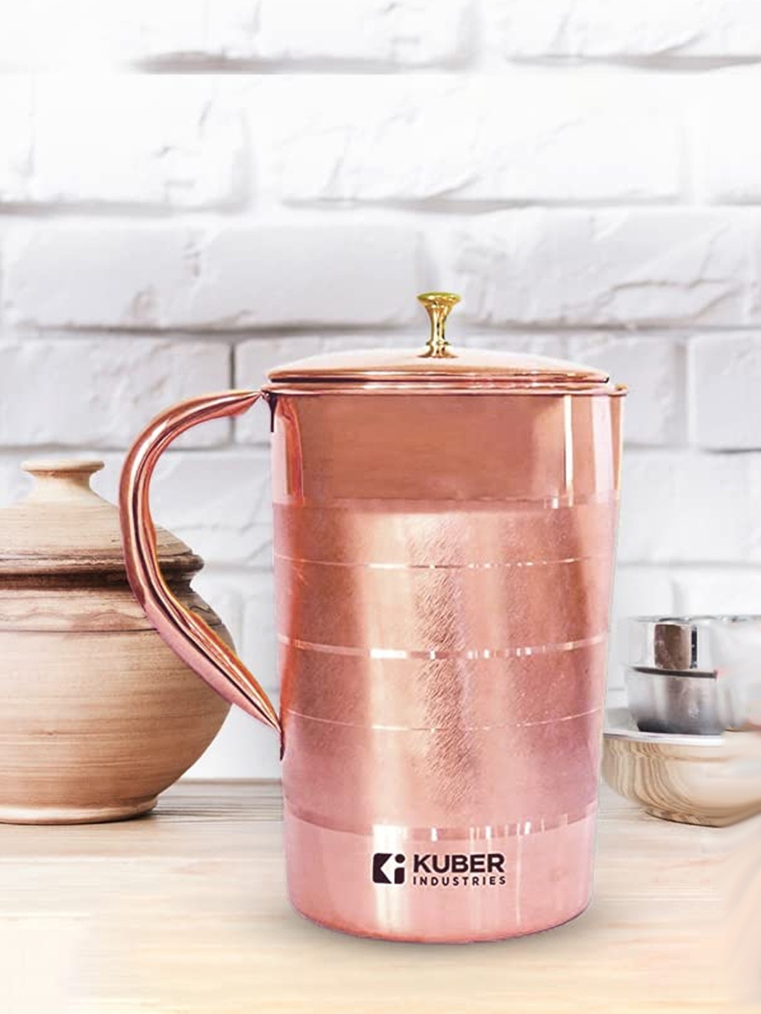 

Kuber Industries 2 Pieces Copper Jug with Lid 1.5 ml each