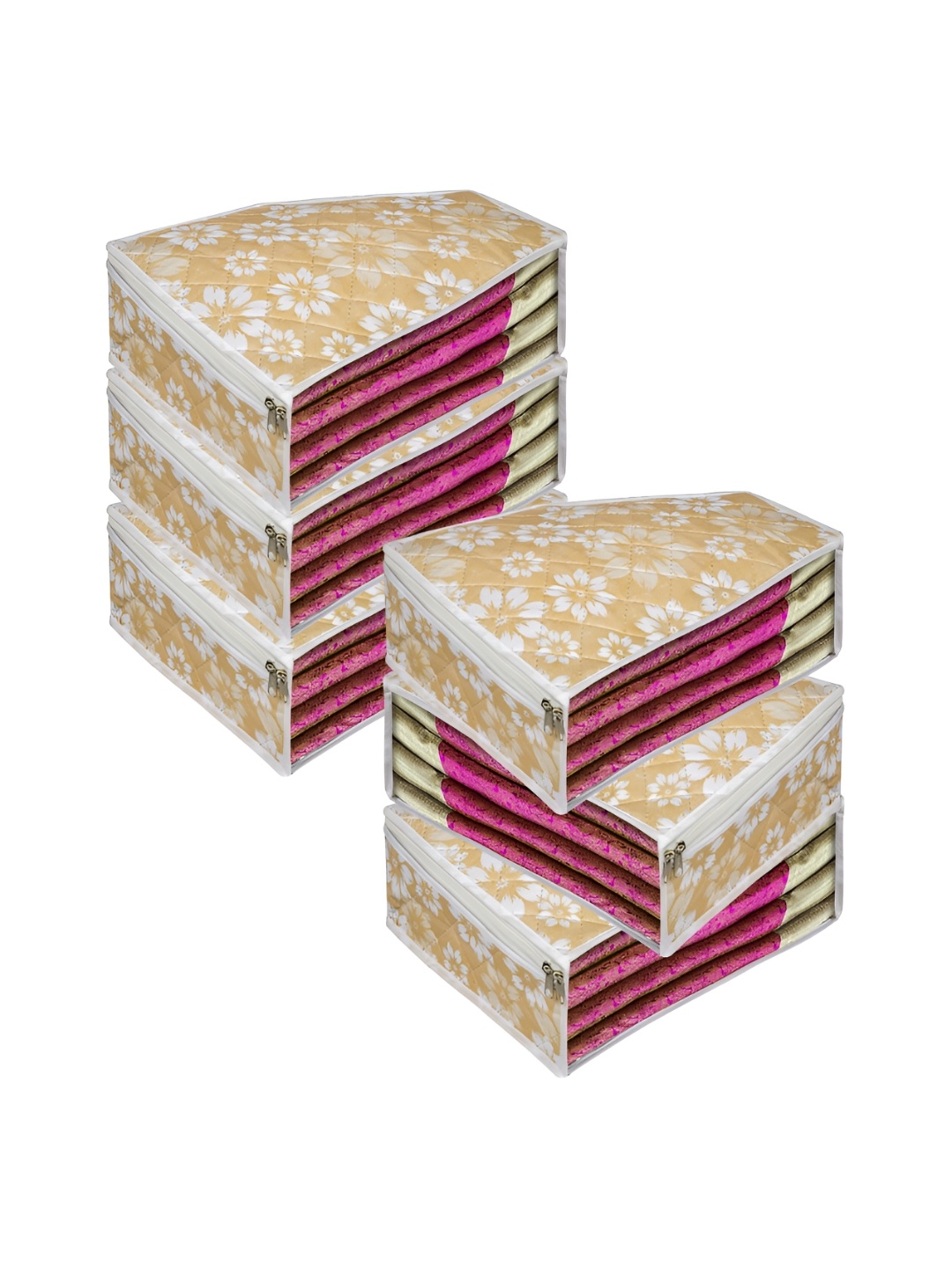 

Kuber Industries White & Yellow 6 Pieces Regular Multi-Utility Organisers