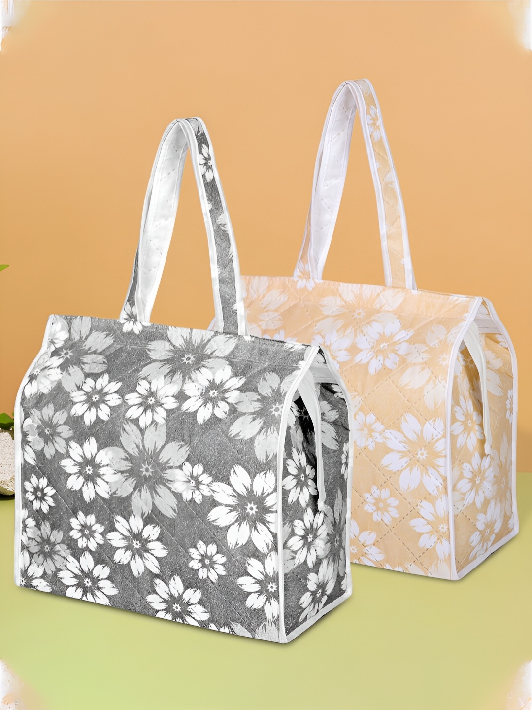 

Kuber Industries Yellow & Grey 2 Pieces Printed Regular Handbag Organisers