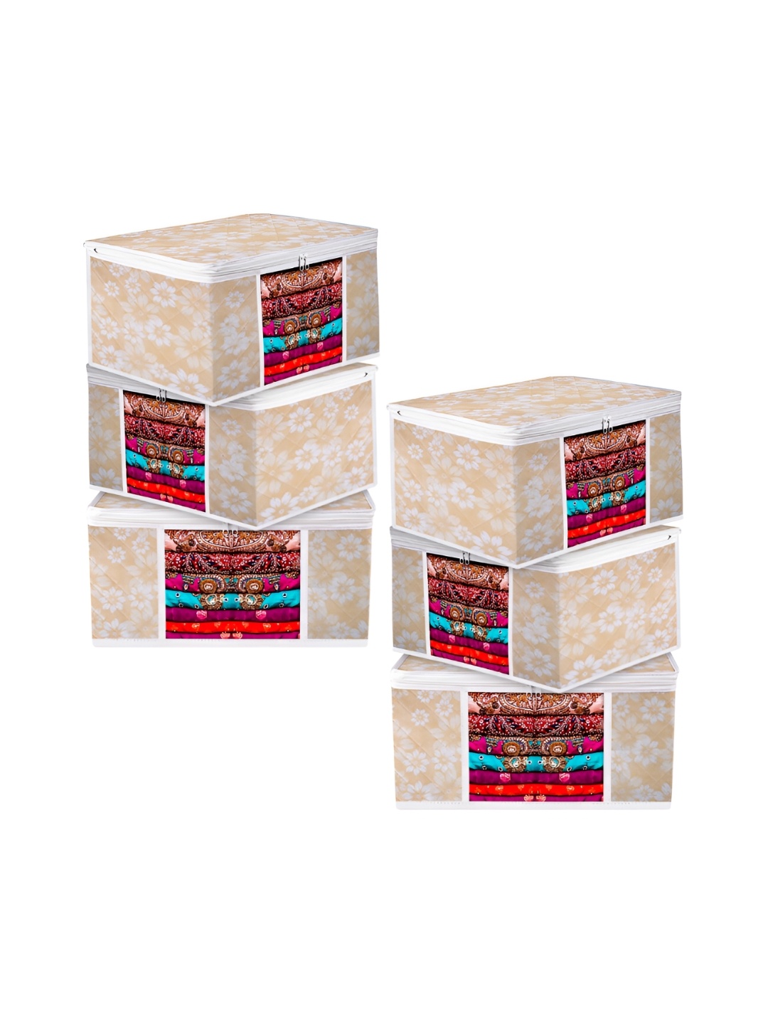 

Kuber Industries Yellow & White 6 Pieces Regular Multi-Utility Organisers