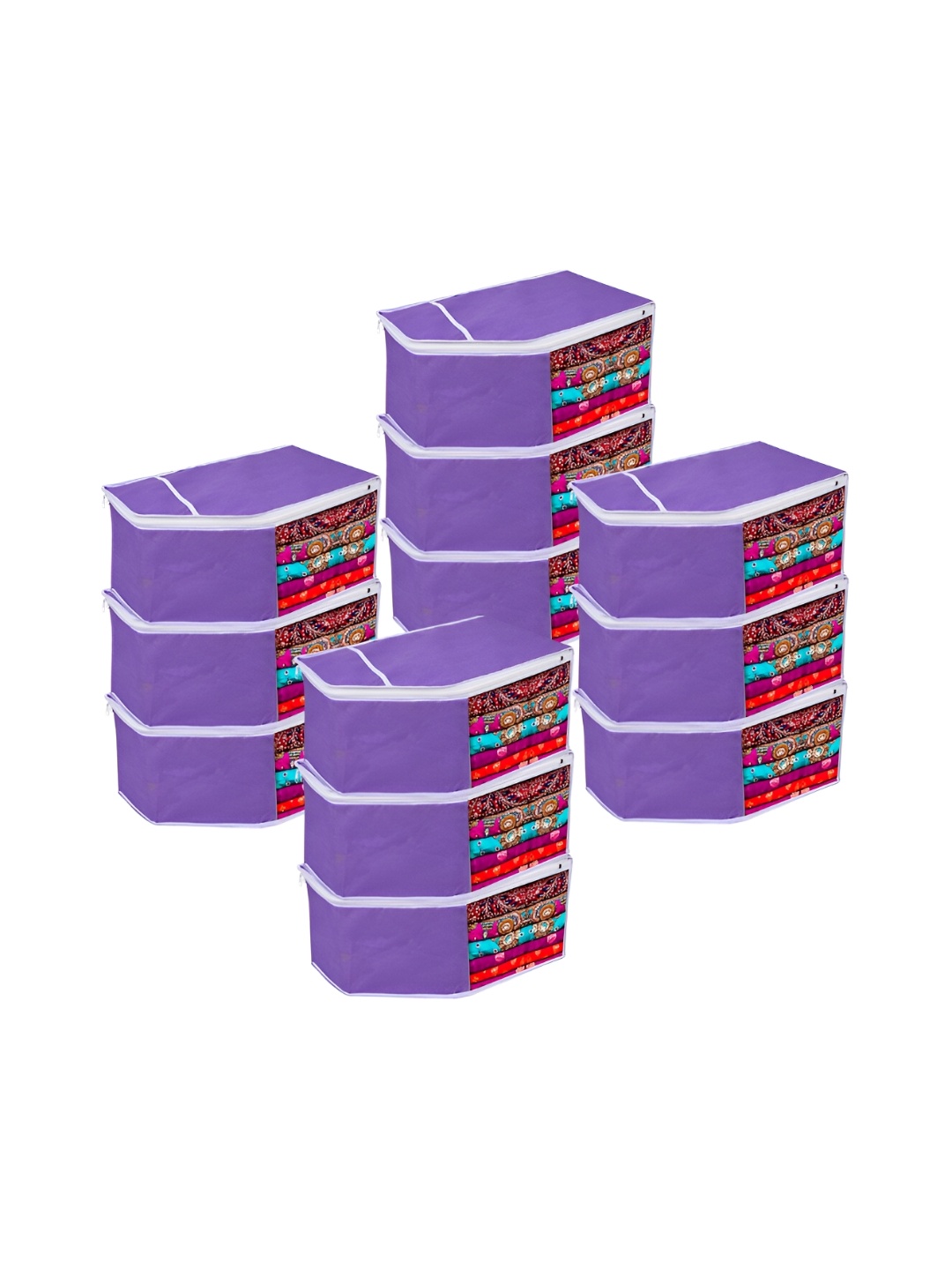 

Kuber Industries Purple & White 12 Pieces Regular Multi-Utility Organisers