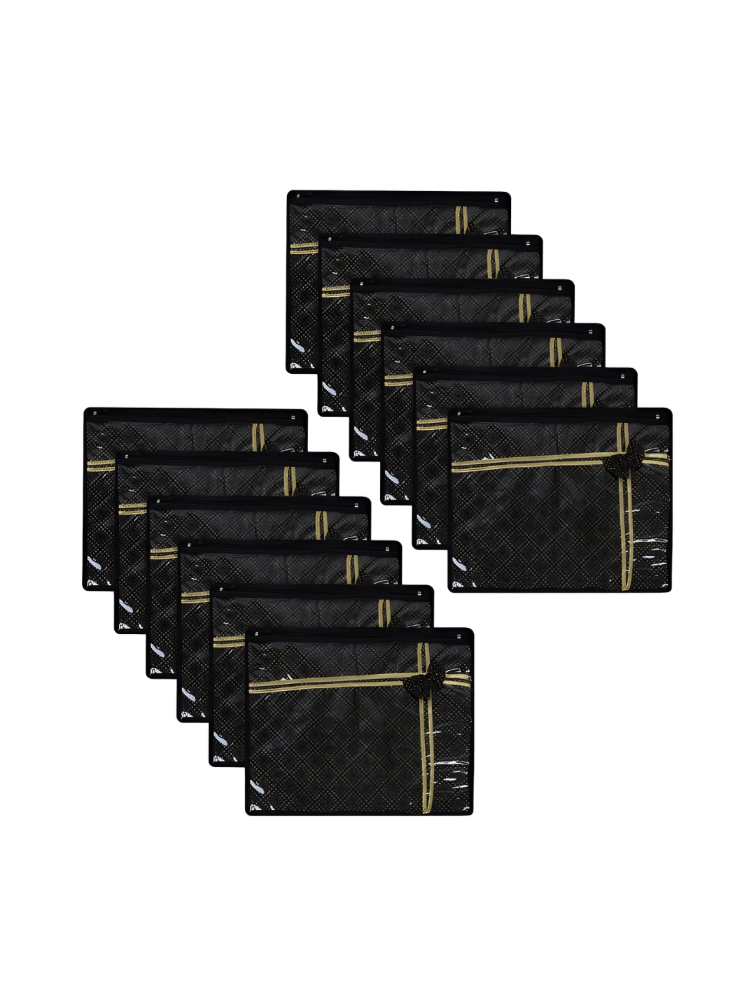 

Kuber Industries Black & Gold-Toned 12 Pieces Multi-Utility Organisers