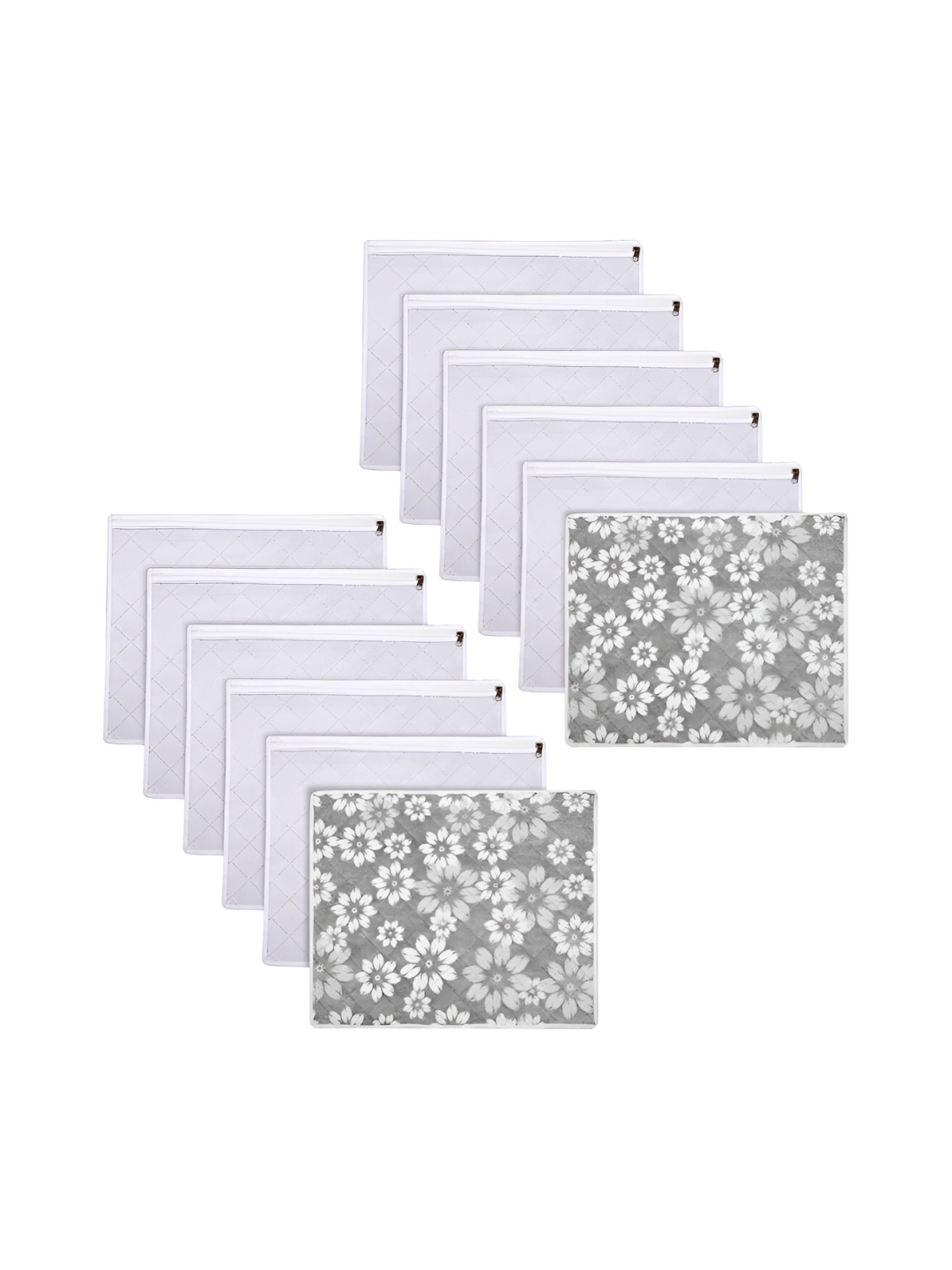 

Kuber Industries Grey 12 Pieces Printed Fabric Multi-Utility Organisers