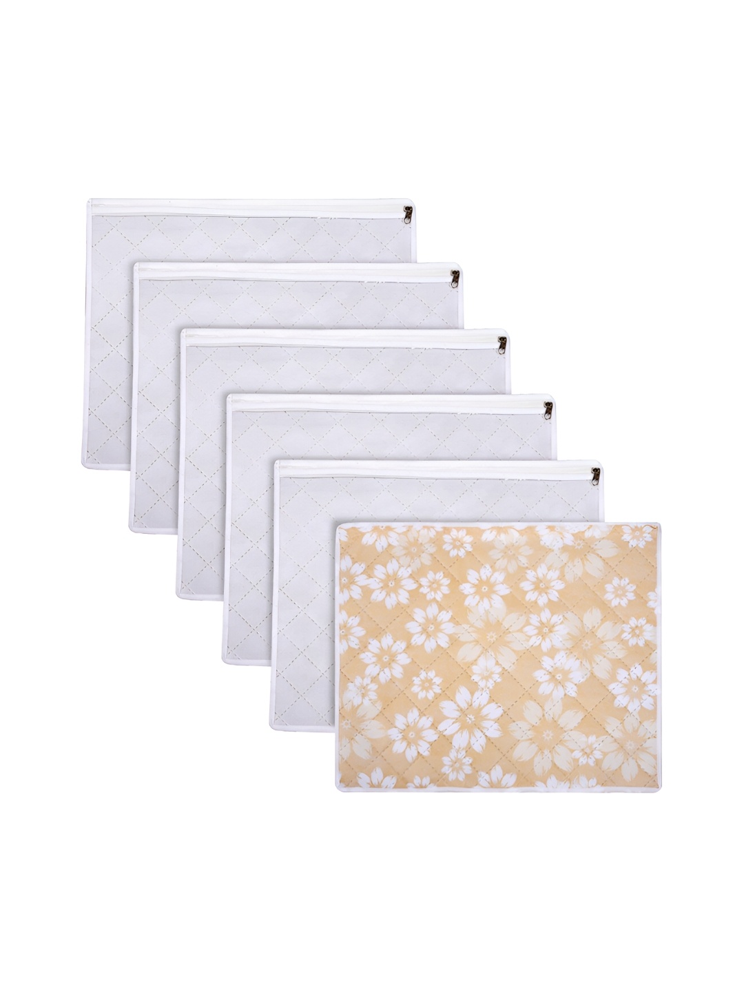 

Kuber Industries Beige 6 Pieces Printed Fabric Multi-Utility Organisers