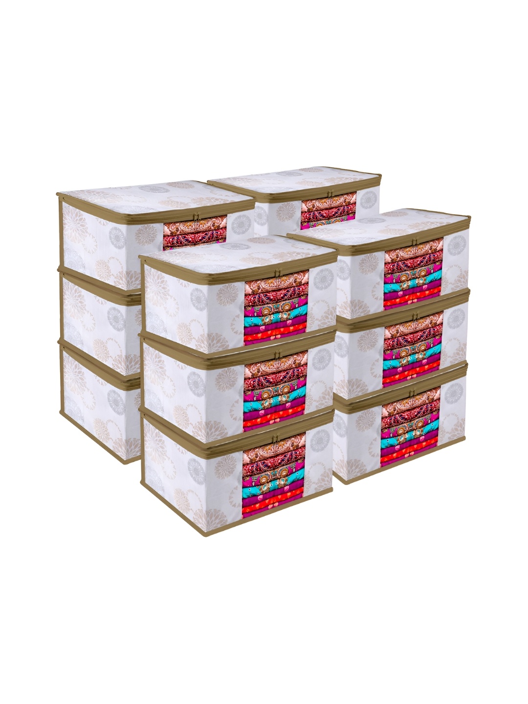 

Kuber Industries White 12 Pieces Printed Fabric Multi-Utility Organisers