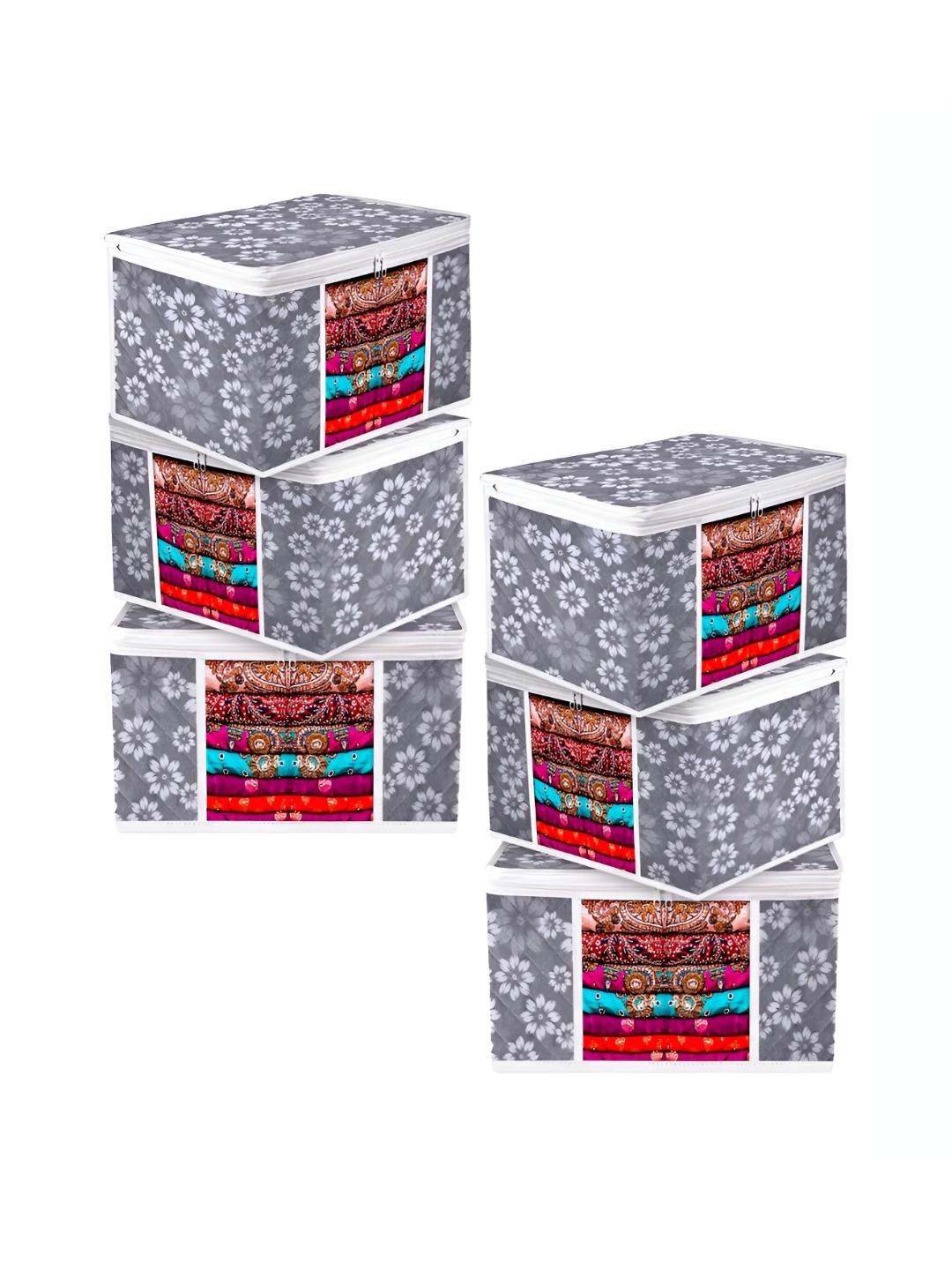 

Kuber Industries Grey 6 Pieces Printed Fabric Multi-Utility Organisers