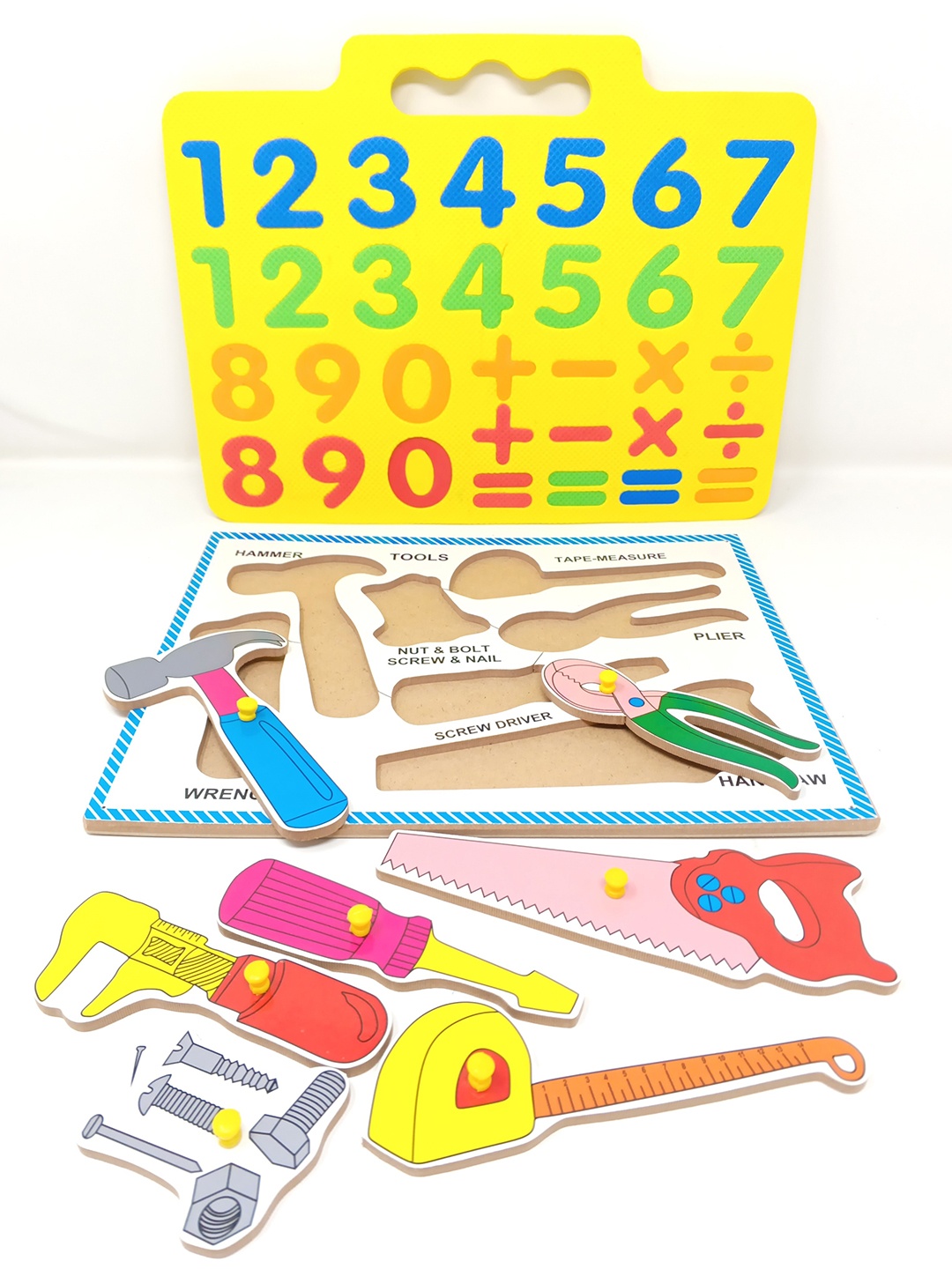 

A&A Kreative Box kids Tools Puzzle Set with Number Game Activity Toys and Games, Brown