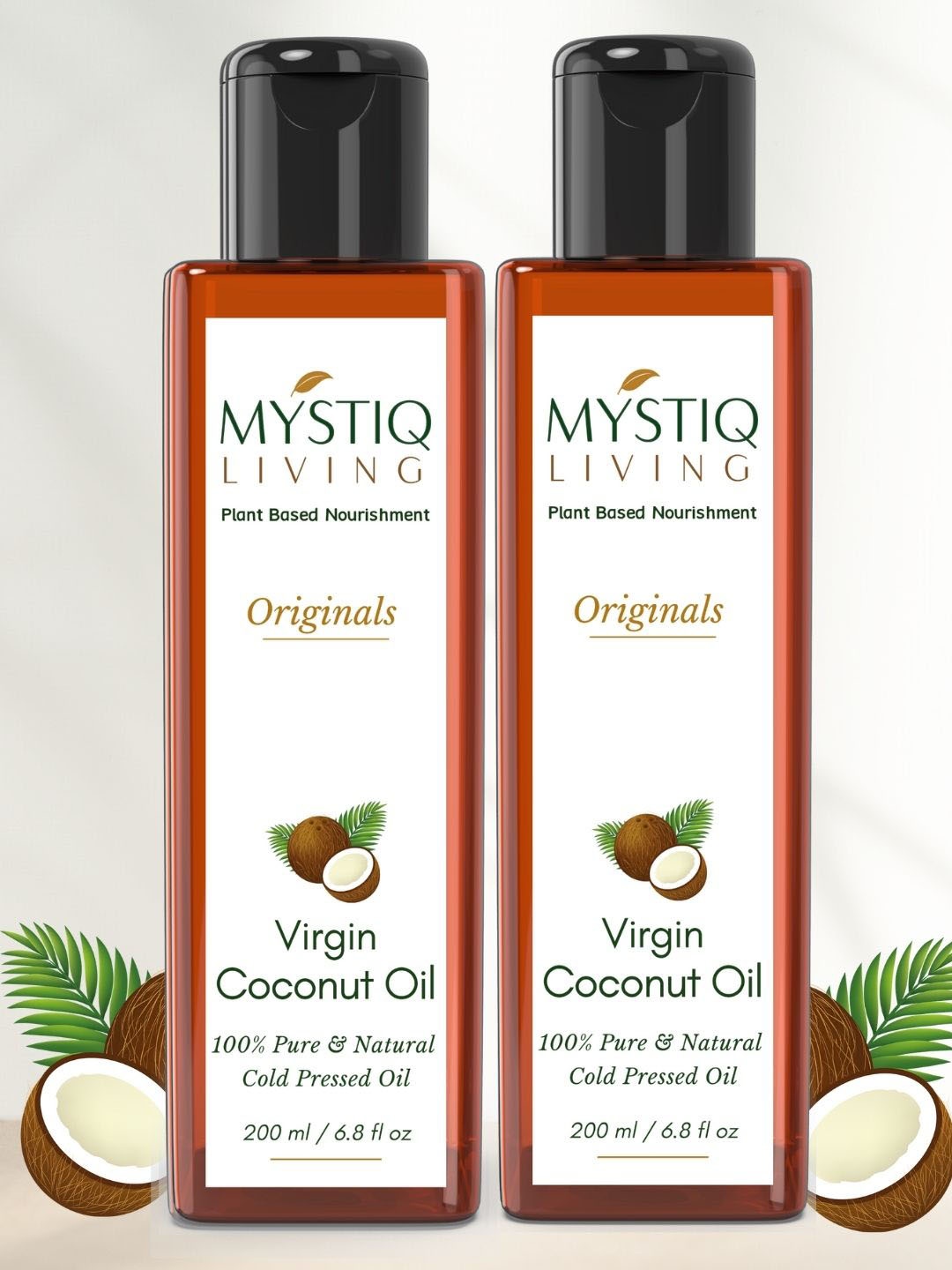 

MYSTIQ LIVING Set of 2 Cold-Pressed Extra Virgin Coconut Hair Oil - 200ml Each, White