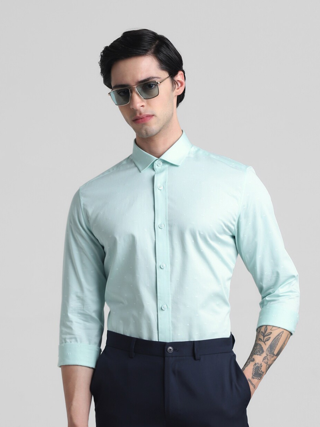 

Jack & Jones Slim Fit Opaque Cotton Casual Shirt, Green