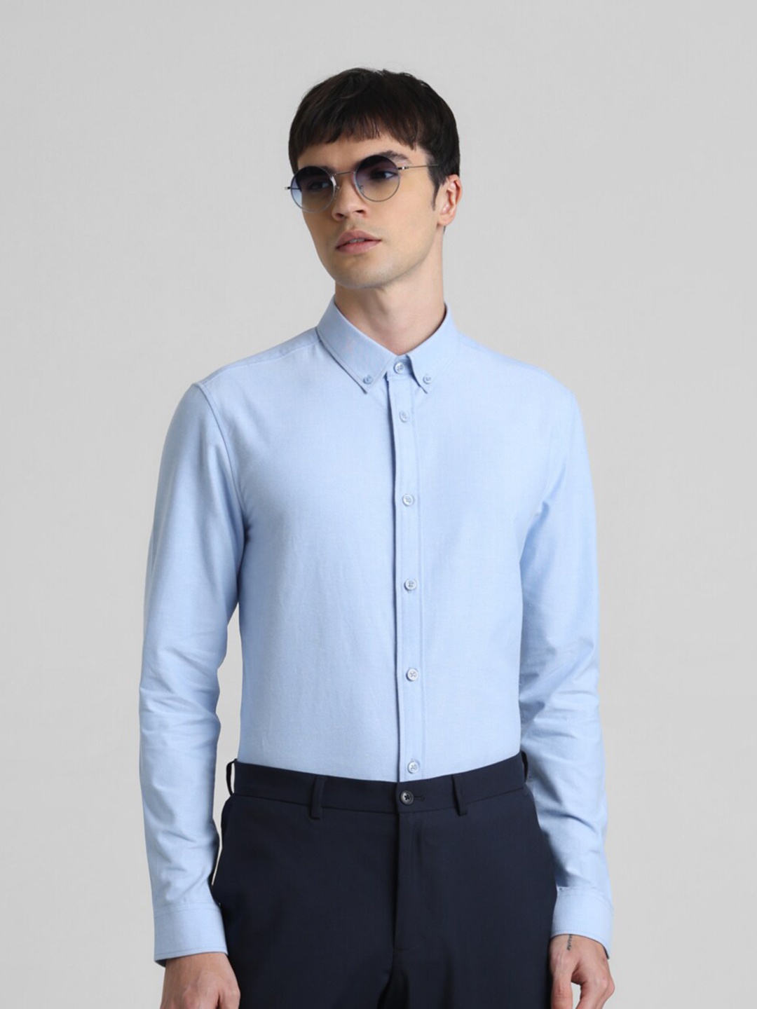 

Jack & Jones Slim Fit Opaque Cotton Casual Shirt, Blue