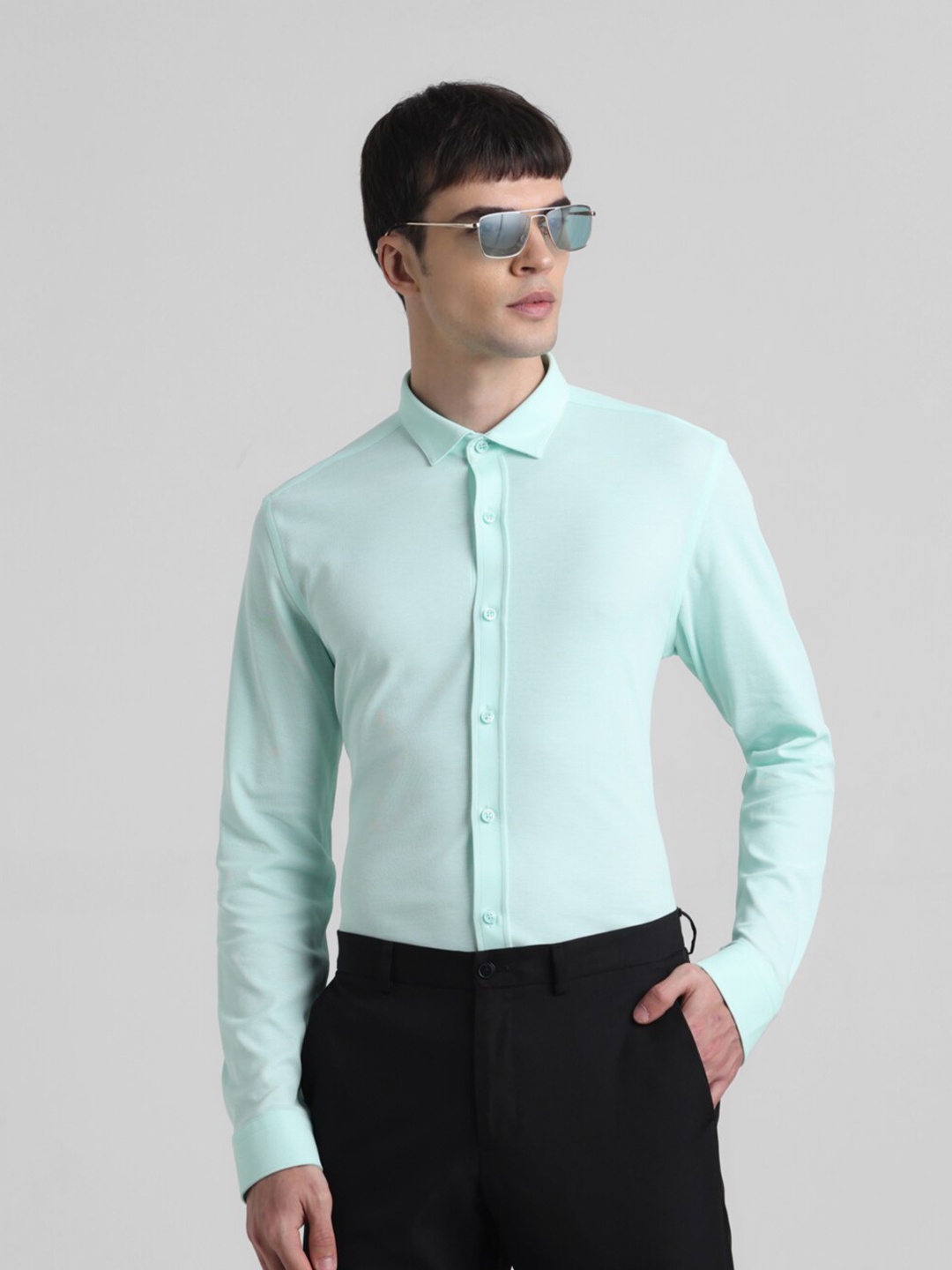 

Jack & Jones Slim Fit Opaque Cotton Casual Shirt, Green