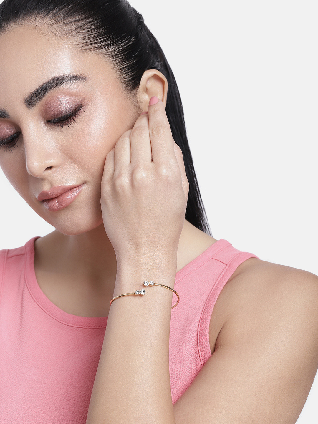 

Estele Women Crystals-Studded Gold-Plated Cuff Bracelet