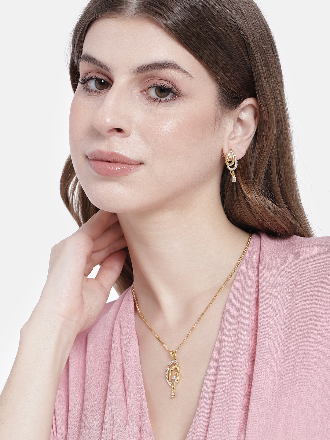 

Estele Gold-Plated CZ-Studded Jewellery Set