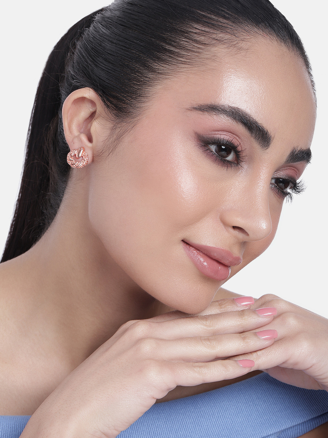 

Estele Rose-Gold Plated Circular Studs Earrings